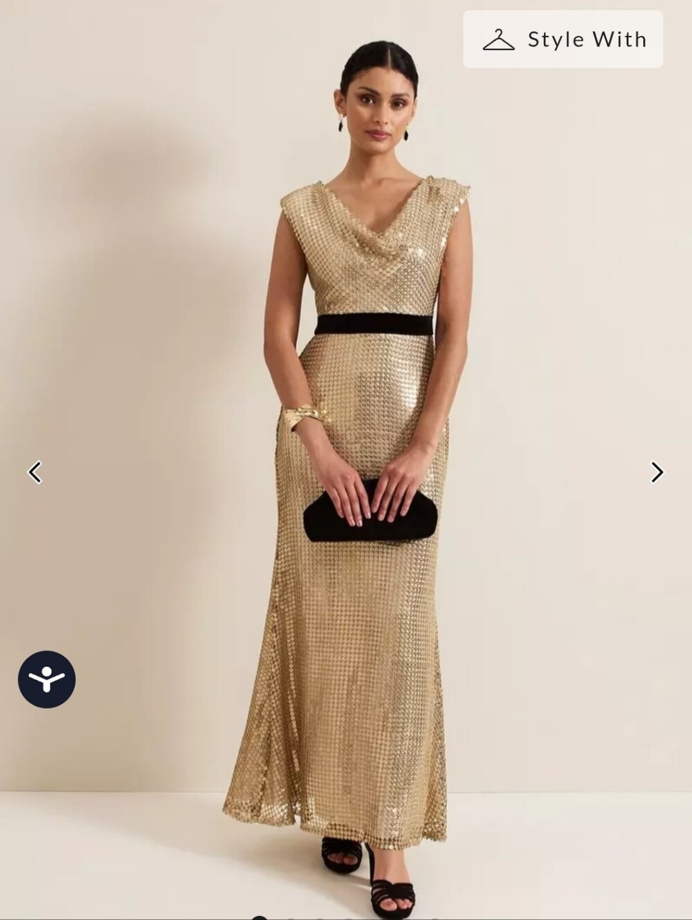 PHASE EIGHT Jamae Gold Sequin Evening Gown